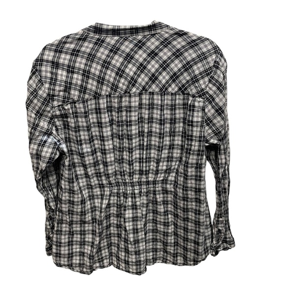 Torrid Womens Top 1x Metallic Plaid Tuck Shirt Blouse roll tab sleeve - Picture 2 of 9